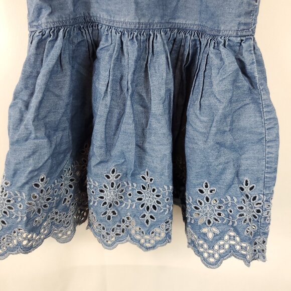 Adorable Denim Blue Gap Baby Girl Eyelet Chambray Flutter Dress Sz 18-24mnths - Picture 8 of 8